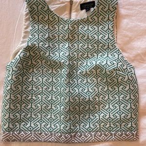 Topshop Green and White Structured Blouse